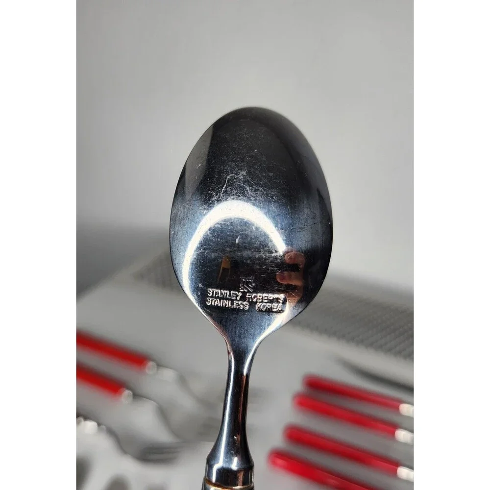 Stanley Roberts Flatware Red Spectrum Korea Stainless Cutlery Misc 19 Pc Lot